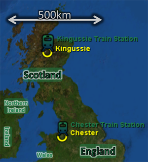 Map: 2009Oct28, showing Chester, Kingussie, Chester Train Station, etc.