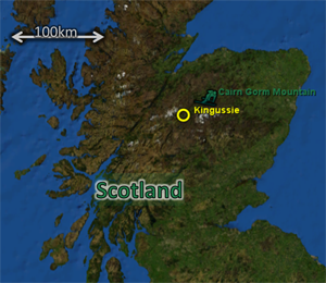 Map: for 2010Apr02, showing Kingussie, Cairn Gorm Mountain, etc.