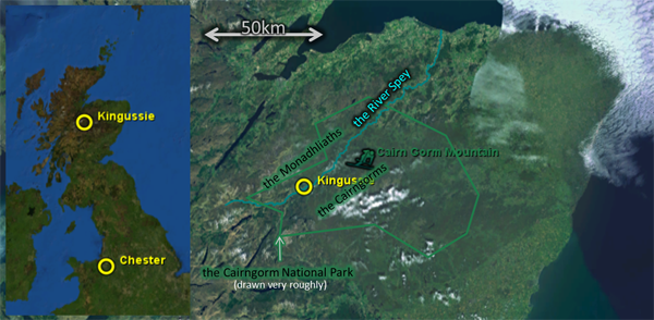 Map: for 2010Apr15, showing Chester, the Cairngorms National Park, the Monadhliaths, etc.