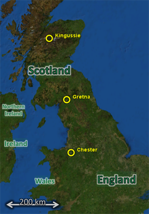 Map: for 2010Mar27, showing Chester, Kingussie, Gretna, etc.