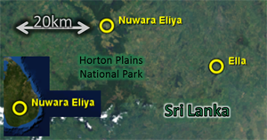 Map: for 2011Apr14, showing Ella, Nuwara Eliya, Horton Plains National Park, etc.