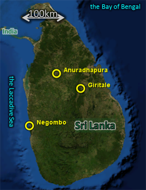 Map: for 2011Apr21, showing Giritale, Negombo, Polonnaruwa, etc.