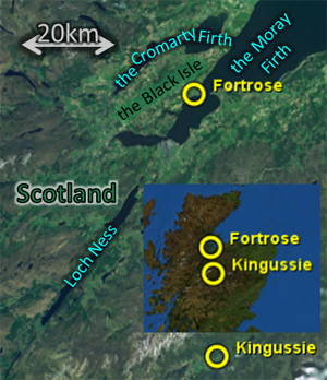 Map: for 2011Jan01, showing Kingussie, Fortrose, the Cromarty Firth, etc.