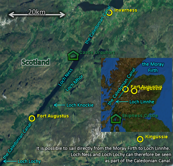 Map: for 2012Apr10, showing Kingussie, the Caledonian Canal, Castle Urquhart, etc.