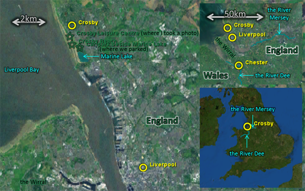 Map: for 2012Jul23, showing Chester, Crosby, Crosby Beach, etc.