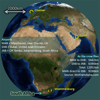 Map: for 2013Mar26-27, showing Chester, Johannesburg, South Africa, etc.