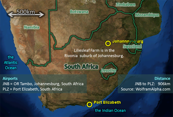 Map: for 2013Mar29, showing Johannesburg, Port Elizabeth, the Indian Ocean