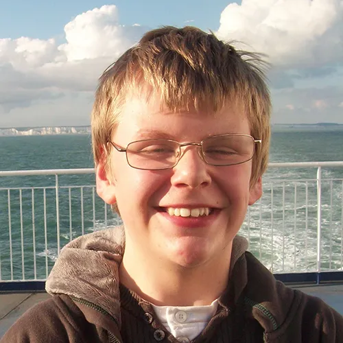 Me aged thirteen in front of the White Cliffs of Dover